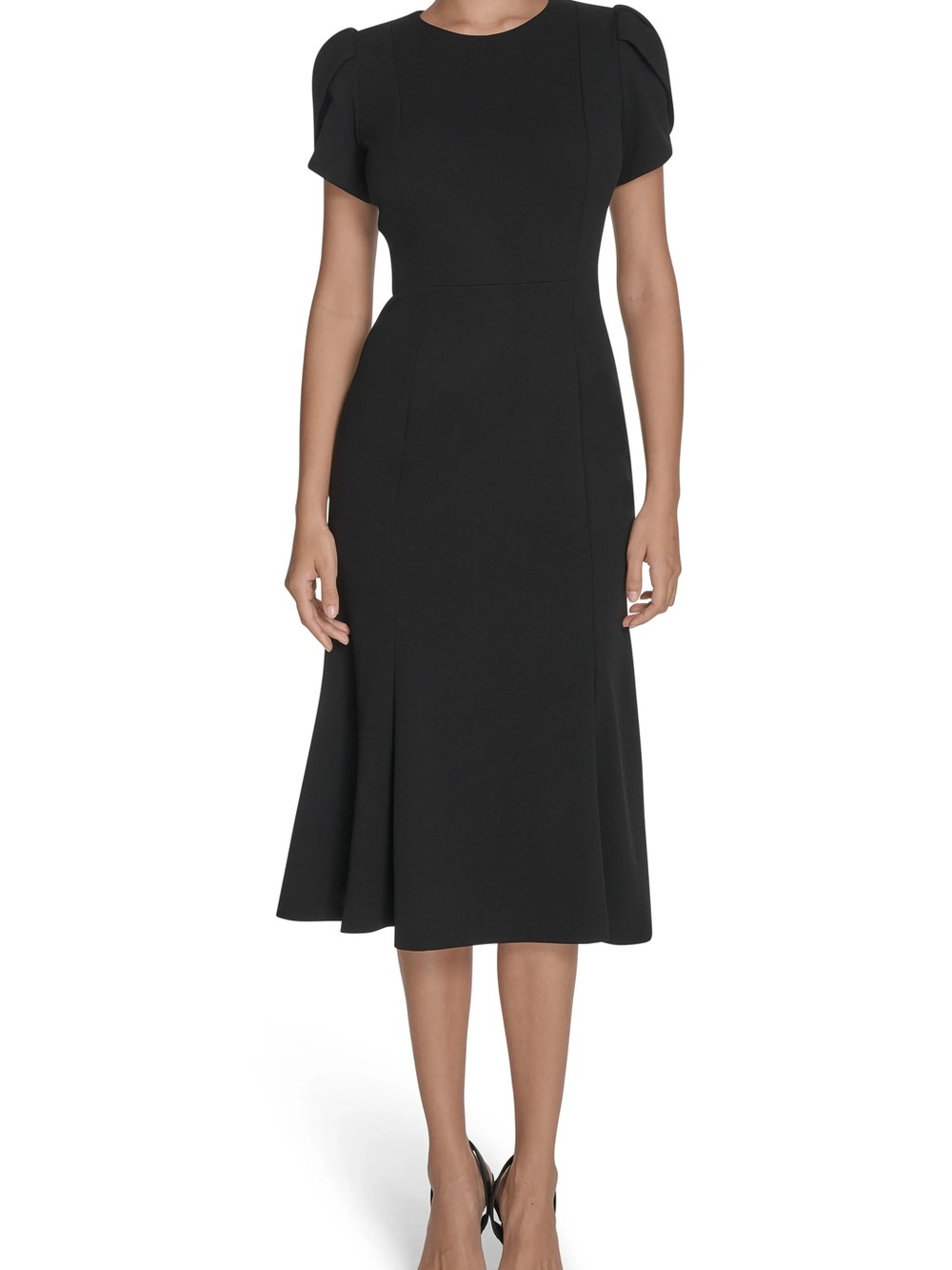 Calvin Klein Black Tulip Sleeve Midi Dress